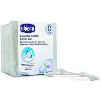 Chicco - Bastoncillos de Algodón con Punta Segura, 64 Unidades