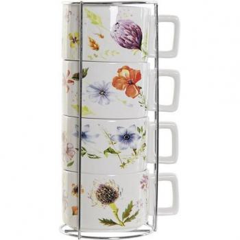 Juego de Tazas de Café Multicolor Metal Dolomita 260 ml (4 Piezas)