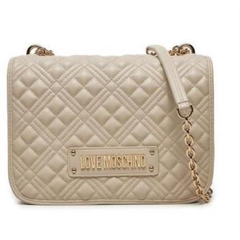Love Moschino Quilted PU Shoulder Bag for Women - Ivory