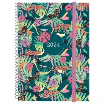 Agenda Finocam 2024 Design Collection E10 Semana Vista Horizontal Selva 155x212mm Multicolor Multilingüe