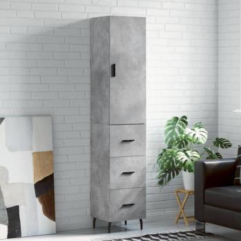 Aparador de madera contrachapada 34,5x34x180 cm con 3 cajones, mueble de almacenaje de salón, buffet para salón, armario auxiliar y armario de almacenamiento en color gris hormigón