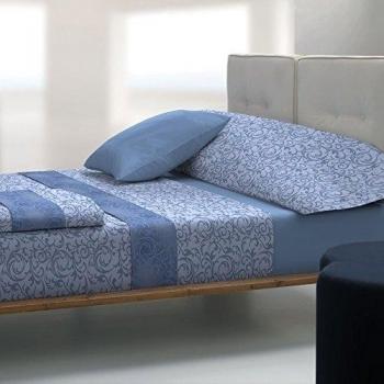 Tolrà T4108 - Juego de sábanas, 3 piezas, 50% algodón, 50% poliéster, para cama de 180 cm, color azul cielo