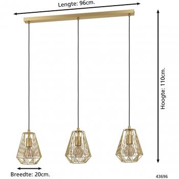 Lámpara Colgante Eglo Stype 3 Luces E27 Acero Dorado 96 cm
