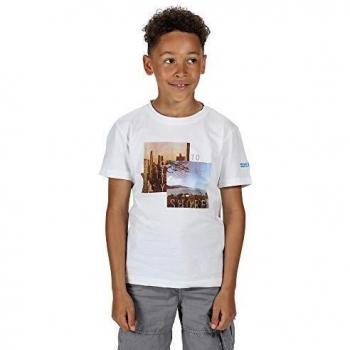 Regatta Bosley III-Camiseta Estampada De Algodón T-Shirts/Polos/Vests, Unisex niños, White City, 15-16