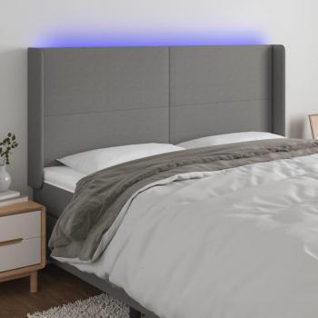 Cabecero LED gris oscuro de tela con dimensiones 203x16x118/128 cm