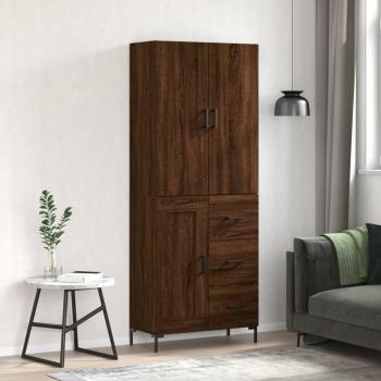 Aparador alto de madera contrachapada marrón roble 69,5x34x180 cm