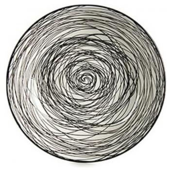 Plato Hondo Rayas Porcelana Negro Blanco 6 Unidades (20 x 4,7 x 20 cm)