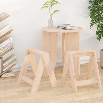 Taburetes de madera maciza de pino 2 piezas 40x40x45 cm color marrón