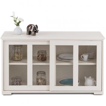 Aparador de Cocina Armario de Almacenamiento Gabinete Consola Costway con 2 Estantes, 2 Puertas, dimensiones 106 x 33 x 62,5 cm, color Beige