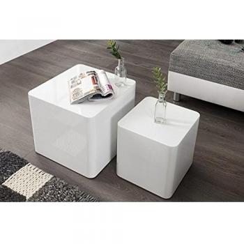 DuNord Design Monolit - Mesa auxiliar, 2 unidades, color blanco