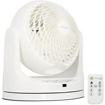 Ventilador de Mesa Woozoo Iris Ohyama 23m² Blanco, 3 Velocidades, Mando a Distancia, Oscilante, Silencioso y Potente