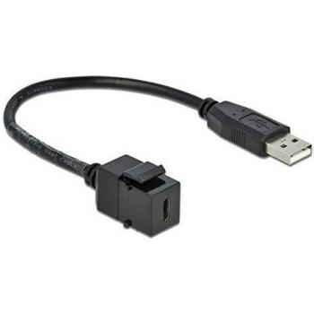 Módulo Keystone Delock USB 2.0 Tipo C hembra a USB 2.0 Tipo A macho con cable de 0.25 m