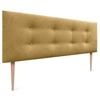 Cabecero Tapizado de Tela Aqualine Mostaza con 2 Hileras de Botones y Patas - 160x105cm (Camas 150/160)