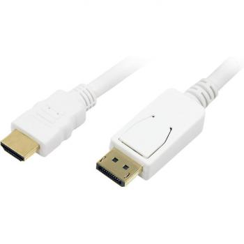 LogiLink DisplayPort to HDMI Cable, 2m, White