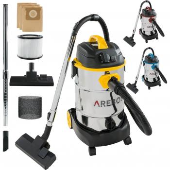 AREBOS Aspiradora Industrial 5IN1 1600 W en húmedo y seco 30 L sin bolsa Amarillo