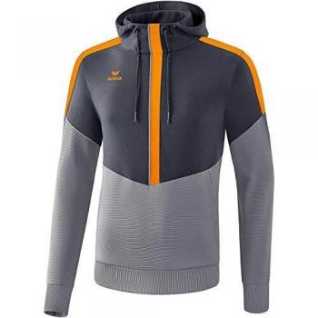 Erima Squad Hoodie - Men's Gray and Orange XL