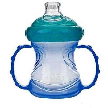 Nuby ID9895 - Taza 4 en 1 con asas desmontables y boquilla anti goteo, 240 ml, color azul