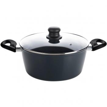 Italian Design Premium Cookgin Pan Cazuela Antiadherente con Tapa 24cm Negra