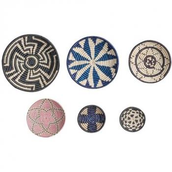 Set de 6 Placas Decorativas Colgantes de Algas Marinas Multicolor Estilo Africano Hechas a Mano