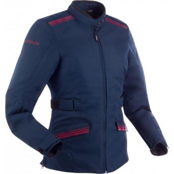 Bering Chaqueta de Moto Mujer Shine Impermeable Textil Azul Marino-Burdeos