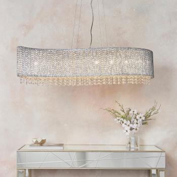 Lámpara colgante de techo Galina con 8 luces, placa cromada y cristal transparente, tipo G9