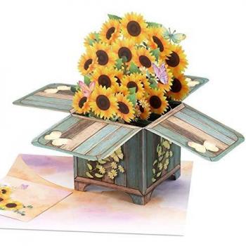 Giiffu Sunflower Bouquet 3D Pop Up Card, Handmade Popup Greeting Cards for Mothers Day, Birthday, Anniversary, Get Well, Thank You, Thinking of You, Sympathy, All Occasion