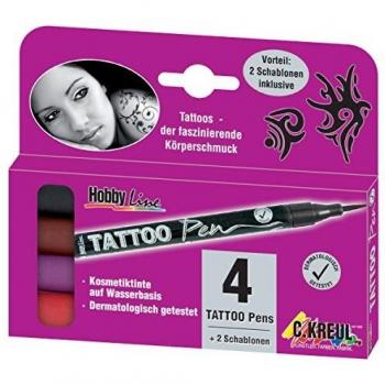 Set de Bolígrafos para Tatuaje KREUL - 4 Piezas, Colores Variados, Ideal para Decorar la Piel