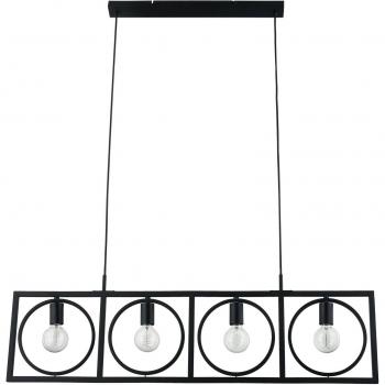 Lámpara colgante Lindby Mateja, negra, metal, 112 cm, 4 luces, moderna, hecha de tela y seda para salón y comedor (4 lámparas E27)