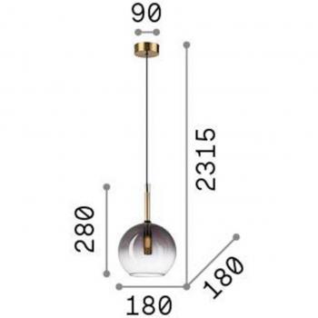 Lámpara colgante Empire Sfera de cristal transparente y gris ahumado, G9 28W 3000K