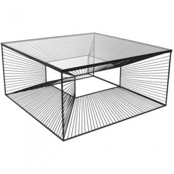 Mesa de Centro Clarence - Cristal y Metal Rejilla - Color Negro