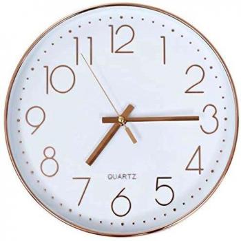 vidaXL Reloj Pared Redondo Cuarzo Agujas Cocina Baño Sala Blanco Rosa Dorado