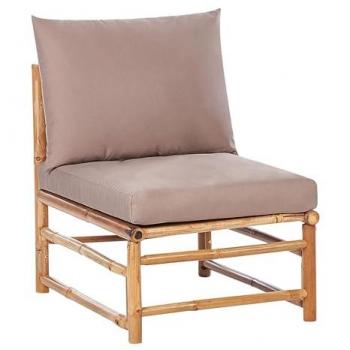 Sillón modular de jardín sin reposabrazos de bambú acolchado con cojines taupe Cerreto