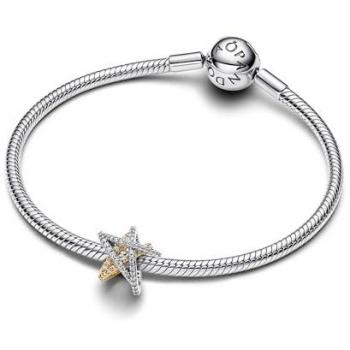 Charm Estrella Cruzada Brillante de Pandora en Plata y Oro