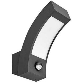 Aplique LED exterior Lennik con sensor de movimiento, moderno, color negro, hecho de aluminio, 1 llama