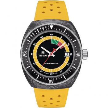 Tissot T-Sport Sideral S Yellow Strap Watch, 41mm, Black/Yellow, Powermatic movement, One Size