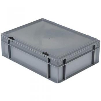 Apilables Caja/Euro/Diseño de depósito de almacenamiento Caja, 400 x 300 x 131 mm, basaltgrau con tapa de cierre, de PP, extremadamente estable, apto para alimentos