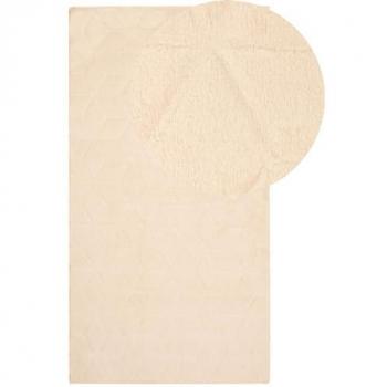 Alfombra Beige 80 x 150 cm de Piel Sintética de Conejo, Pelo Largo y Suave