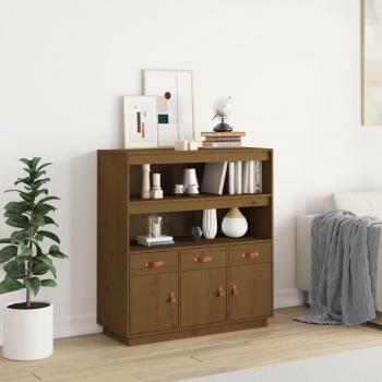 Aparador alto de madera maciza de pino marrón miel 100x40x108,5 cm - Mueble de Almacenaje de Salón, Buffet para salón, Armario Auxiliar, Armario de Almacenamiento
