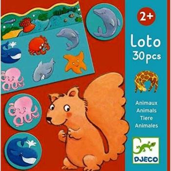 DJECO- Juegos de Mesa Educativos Loto Animales, Multicolor