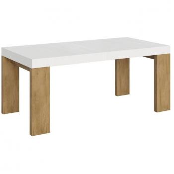 Mesa extensible Roxell Mix 90x118/440 cm con tapa de Fresno Blanco y patas de Roble Nature