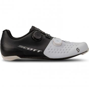 Scott Zapatillas de ciclismo de hombre ROAD RC Scott, color blanco y negro, diseñadas para carretera, con un enfoque en la ligereza y la aerodinámica, suela rígida para una mejor transferencia de energía, sistema de cierre