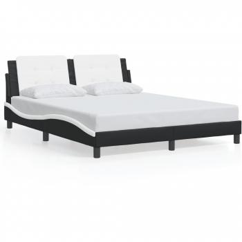 Faux Leather Queen Bed Frame without Mattress in Black and White 152x203 cm