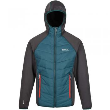 Regatta Andreson IV - Chaqueta con Capucha para Hombre, Ligera, Repelente al Agua y Aislante, elástica, híbrida, Hombre, Color Magnet/Deep Teal, tamaño Small