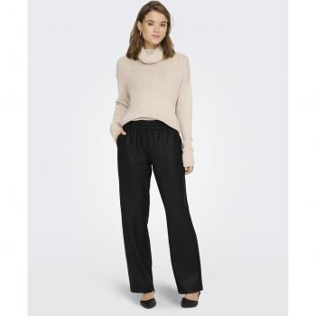 Only Women's High-Waisted Palazzo Trousers and Wide-Leg Faux Leather Pants in Black