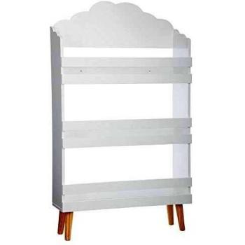 Estantería Douceur 3 Estantes para Dormitorio Infantil en Color Blanco, Dimensiones 58x100x18 CM, Fabricada en Melamina y Madera Clara