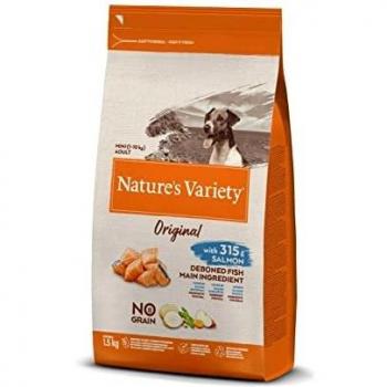 Nature's Variety Original No Grain - Pienso para perros adultos mini con salmón sin espinas 1,5 Kg