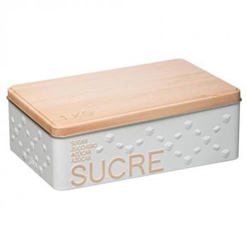 Caja metálica para terrones de azúcar Edición Escandinava - Blanca/Beige - 20 x 13 x 6,5 cm