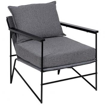 Sillón Individual Tejido Sintético Gris Metal 69 x 79 x 82 cm con Diseño Moderno y Brazos
