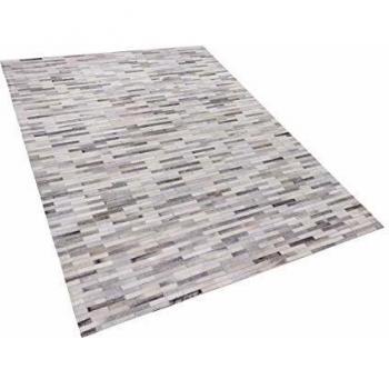 Alfombra de piel de vaca gris 160 x 230 cm patchwork rectangular moderna Ahilli