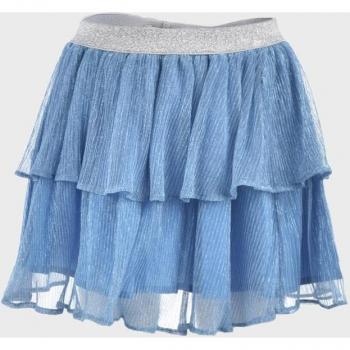 Falda de bebé niña azul con volante y detalle de lazo en la cintura